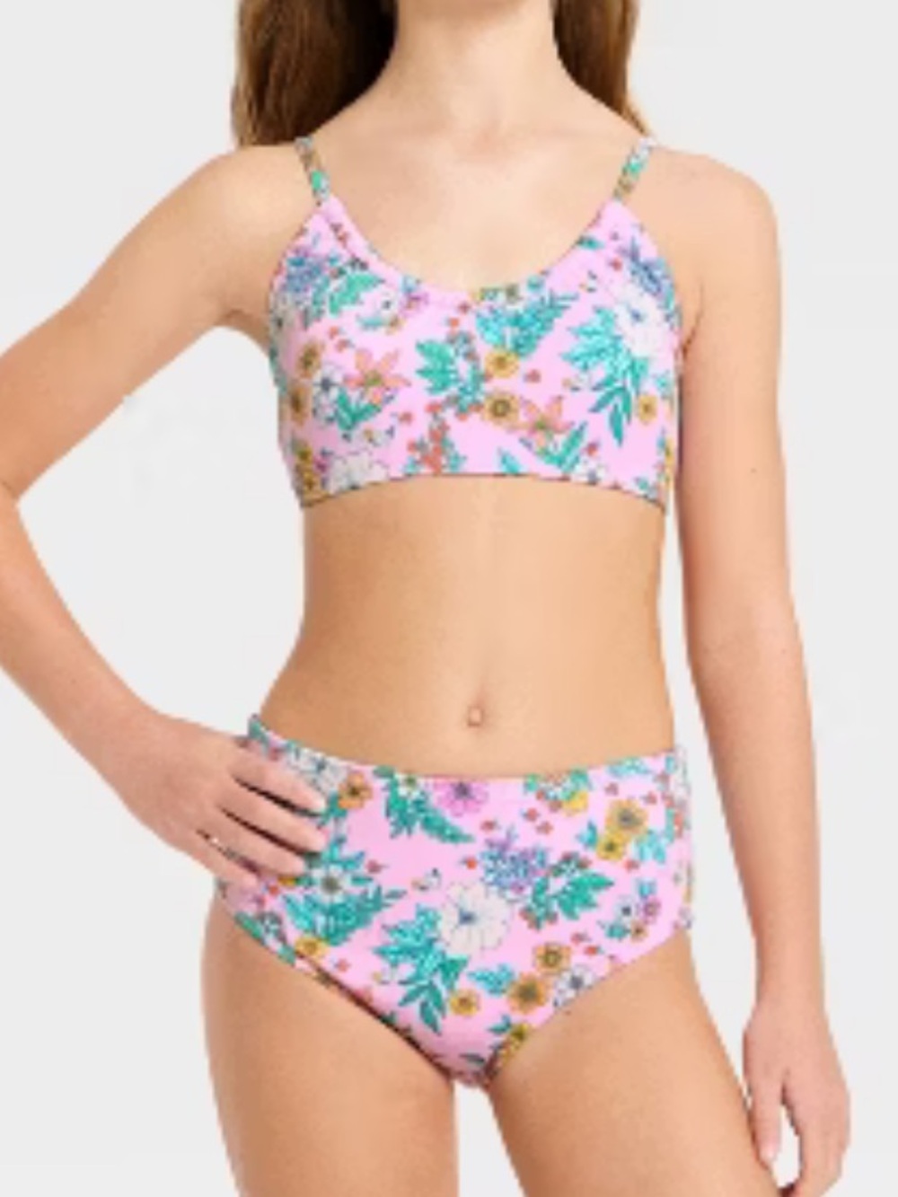 art class Pink Floral Two-Piece Swim‎ Set, Size S, NWT